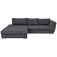 ECKSOFA Graphitfarben Flachgewebe Rückenkissen, Bettkasten, Schlaffunktion, Rücken echt, Liegefläche im Originalstoff  - Silberfarben/Graphitfarben, Design, Textil/Metall (174/306cm) - Carryhome