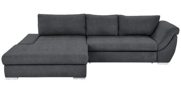 ECKSOFA Graphitfarben Flachgewebe Rückenkissen, Bettkasten, Schlaffunktion, Rücken echt, Liegefläche im Originalstoff  - Silberfarben/Graphitfarben, Design, Textil/Metall (174/306cm) - Carryhome