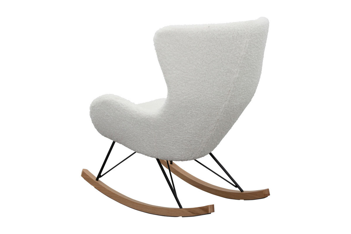 SCHAUKELSTUHL in Teddystoff Weiß  - Eichefarben/Weiß, MODERN, Holz/Textil (75/106/102cm) - Livetastic