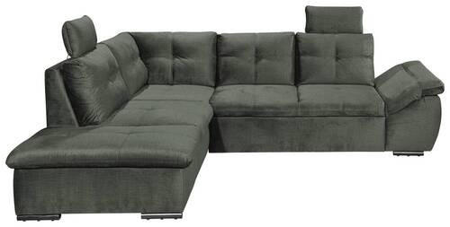 ECKSOFA in Mikrovelours Dunkelgrün  - Dunkelgrün/Schwarz, Konventionell, Kunststoff/Textil (217/265cm) - Carryhome