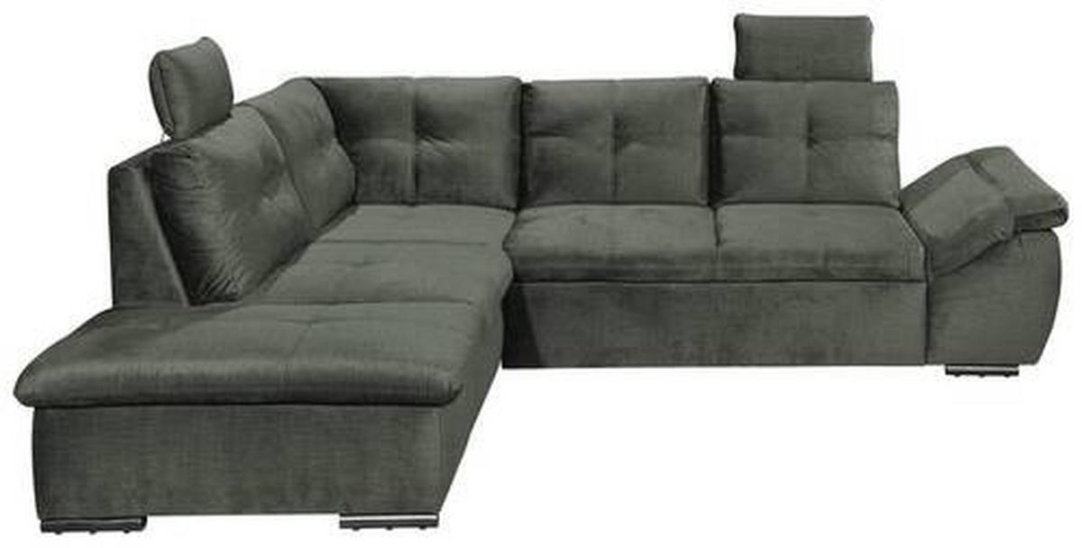 ECKSOFA in Mikrovelours Dunkelgrün  - Dunkelgrün/Schwarz, Konventionell, Kunststoff/Textil (217/265cm) - Carryhome