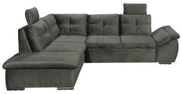 ECKSOFA in Mikrovelours Dunkelgrün - Dunkelgrün/Schwarz, KONVENTIONELL, Kunststoff/Textil (217/265cm) - Carryhome