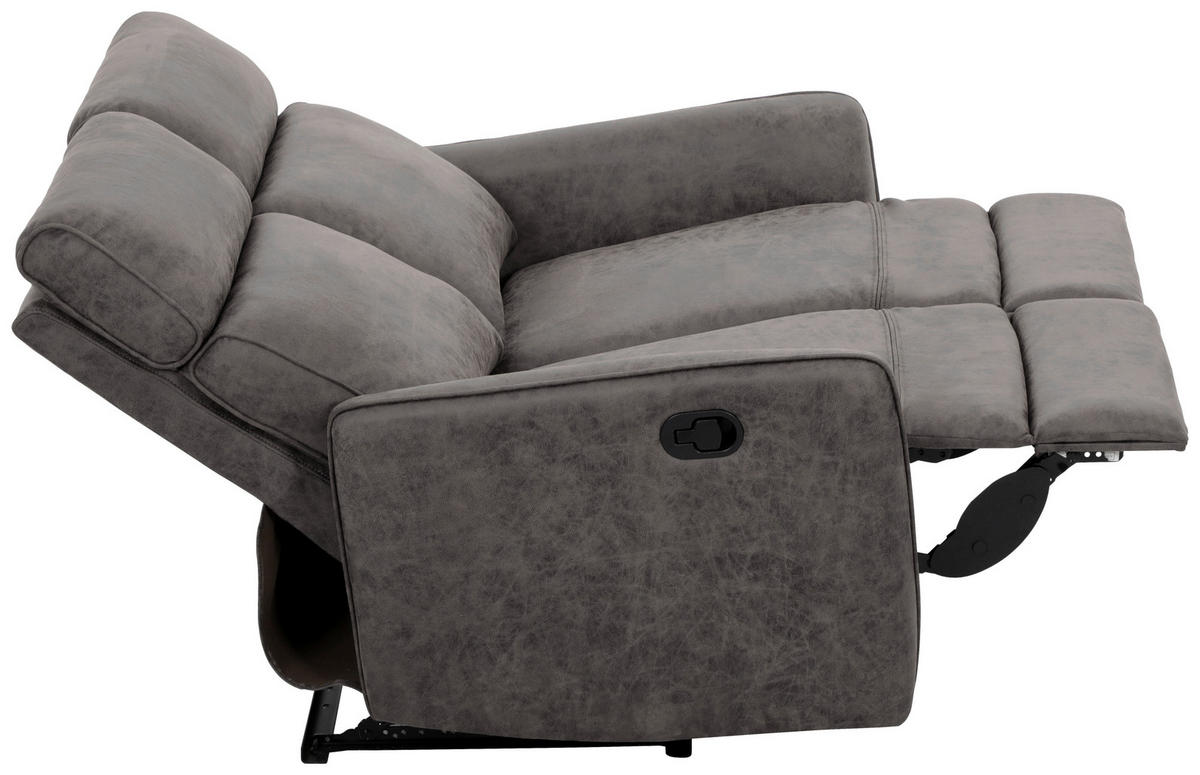 2-SITZER-SOFA Mikrofaser Grau  - Schwarz/Grau, Design, Holz/Kunststoff (133/105/93cm) - Livetastic