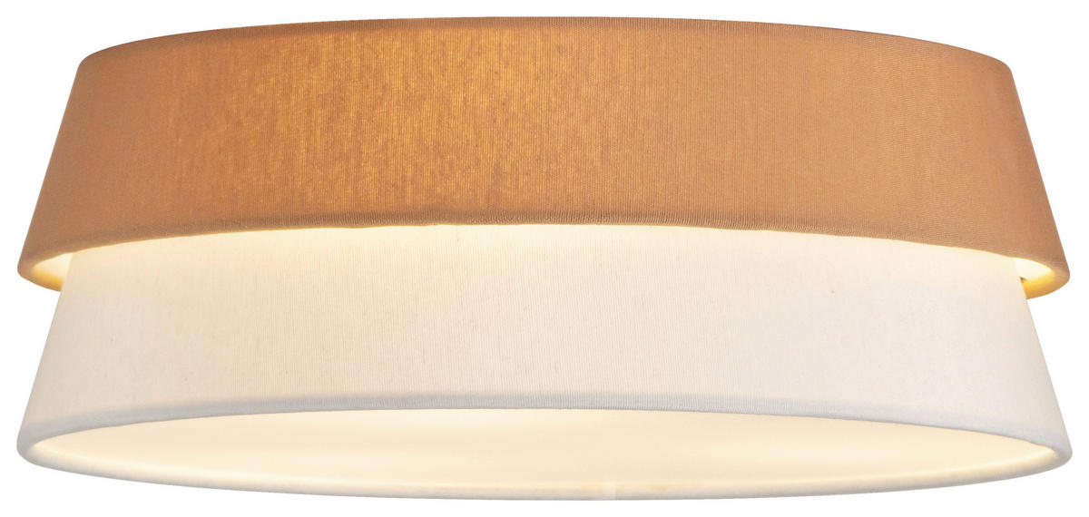 DECKENLEUCHTE 37/14 cm  - Weiß/Mokka, Trend, Kunststoff/Textil (37/14cm) - Collett's Monde