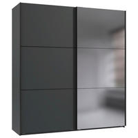 SCHWEBETÜRENSCHRANK 200/216/65 cm 2-türig Graphitfarben, Schwarz  - Schwarz/Graphitfarben, KONVENTIONELL, Glas/Holzwerkstoff (200/216/65cm) - Stylife