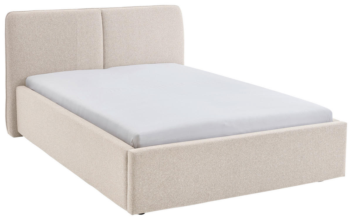 POLSTERBETT 140/200 cm,  in Beige,  - Beige/Schwarz, Design, Holz/Textil (140/200cm) - Stylife