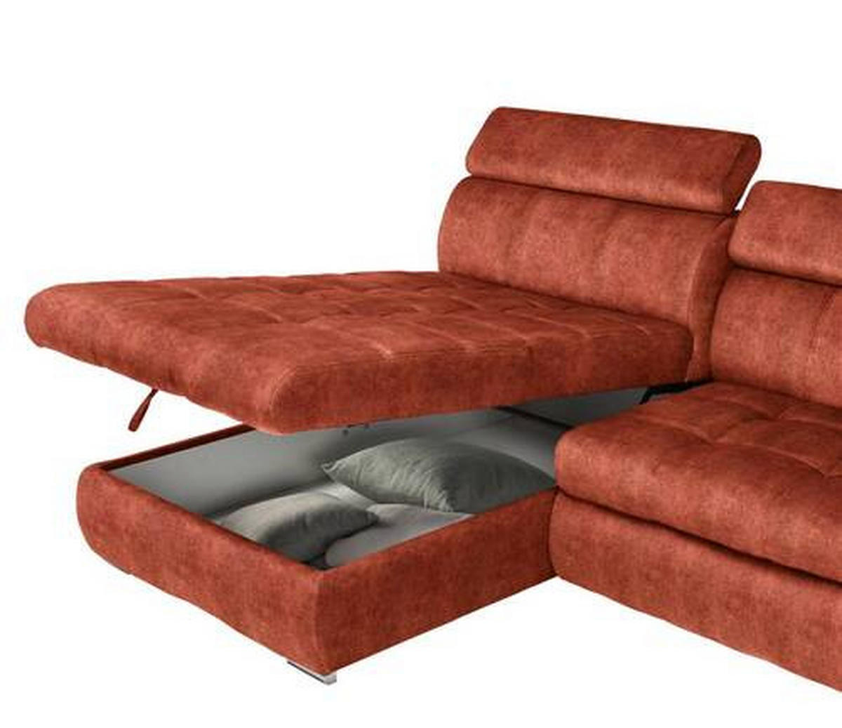 ECKSOFA in Velours Rostfarben  173/276 cm  - Chromfarben/Rostfarben, Design, Kunststoff/Textil (173/276cm) - Stylife