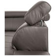 ECKSOFA Grau Echtleder  - Chromfarben/Grau, Design, Leder/Metall (262/213cm) - Hom`in