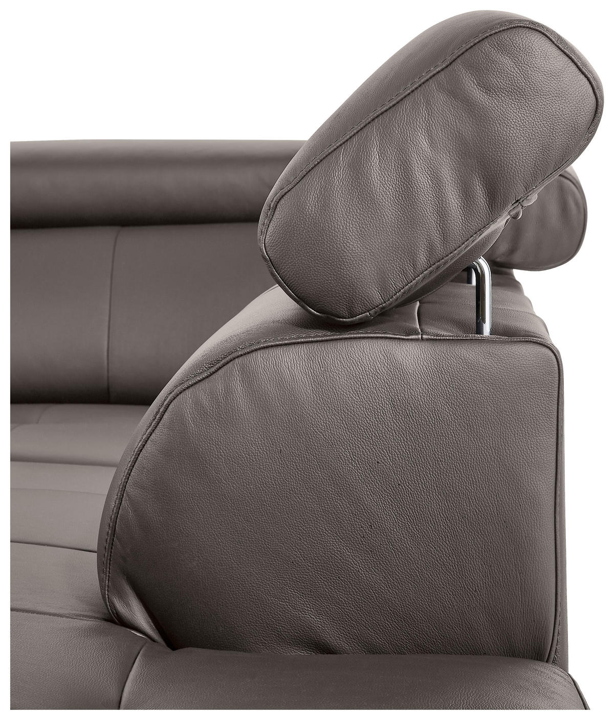 ECKSOFA in Echtleder Grau  262/213 cm  - Chromfarben/Grau, Design, Leder/Metall (262/213cm) - Hom`in