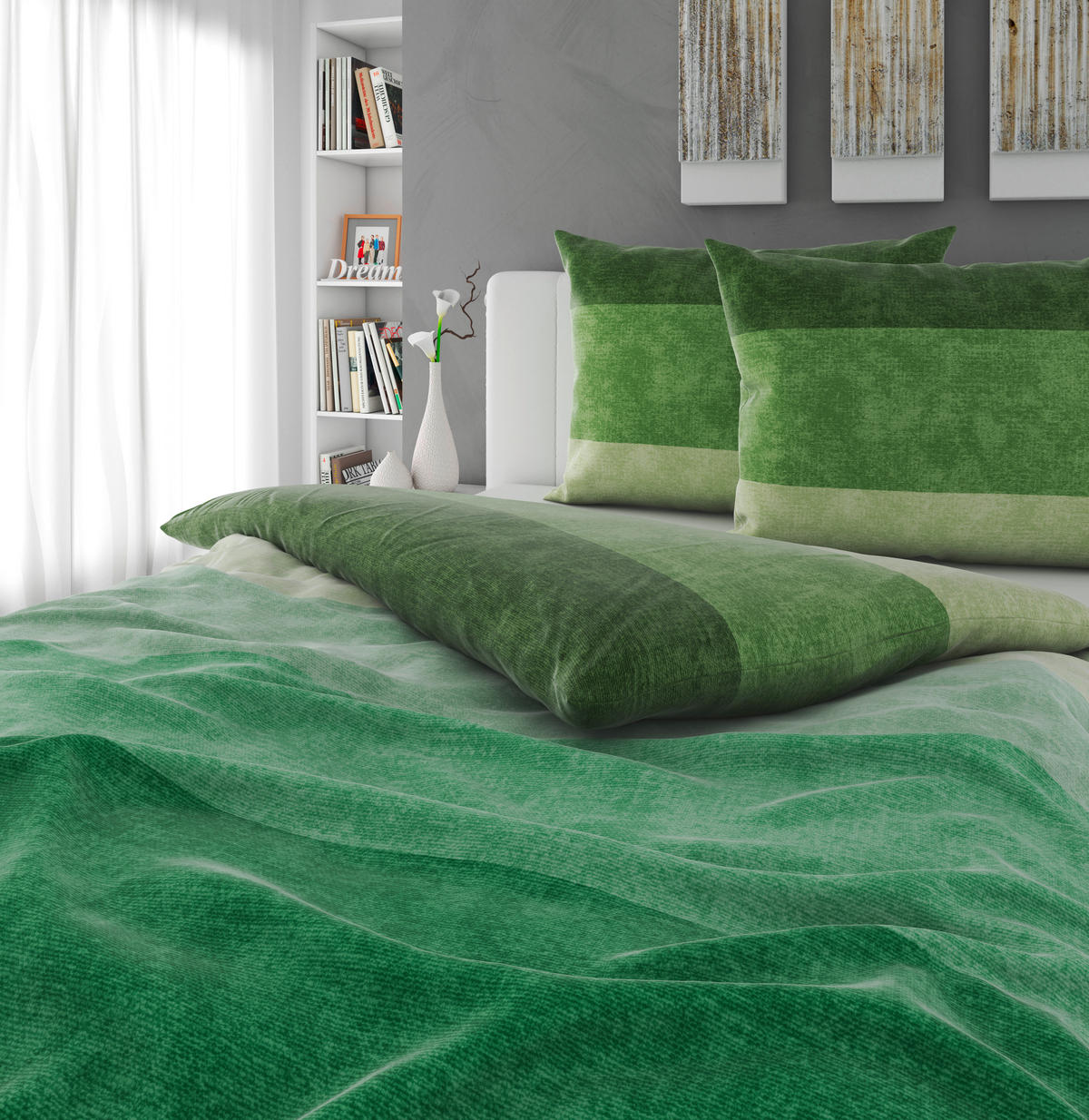 POSTELJINA 200/200 cm saten zelena  - zelena, Konvencionalno, tekstil (200/200cm) - Novel