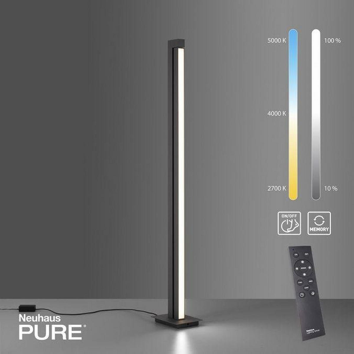 PODNA LED LAMPA PURE LINES  - antracit, Dizajnerski, metal/plastika (22/16/140cm) - Neuhaus PURE