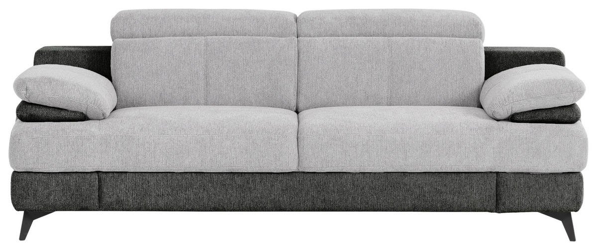 3-SITZER-SOFA in Chenille Graphitfarben, Silberfarben  - Silberfarben/Schwarz, Design, Textil/Metall (225/80/104cm) - Livetastic