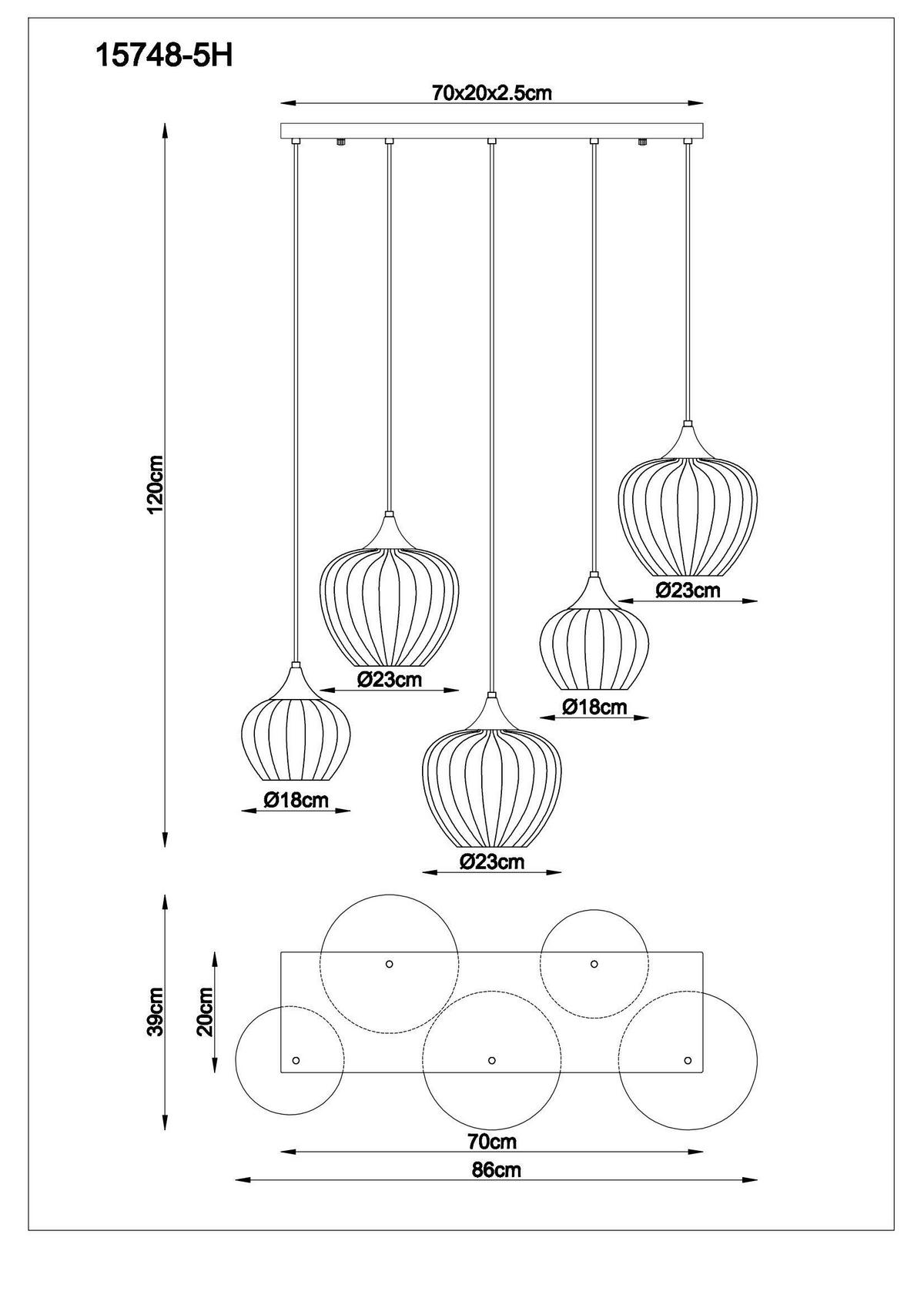 HÄNGELEUCHTE SANDER 86/39/120 cm  - Klar/Schwarz, Basics, Glas/Textil (86/39/120cm) - Globo