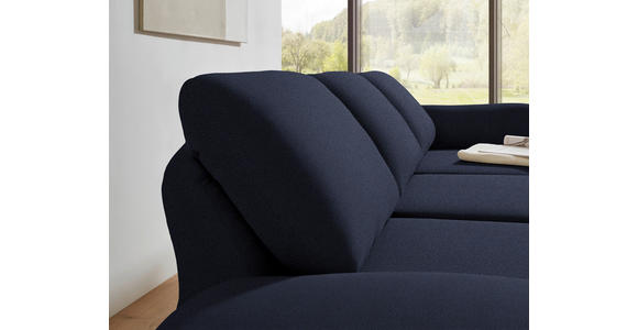 ECKSOFA  in Flachgewebe Blau Armteilverstellung, Relaxfunktion, Drehsitzfunktion  255-365/175-224 cm  - Blau/Schwarz, Design, Textil/Metall (255-365/175-224cm) - Dieter Knoll