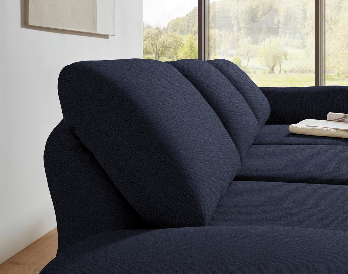 ECKSOFA  in Flachgewebe Blau  255-365/175-224 cm  - Blau/Schwarz, Design, Textil/Metall (255-365/175-224cm) - Dieter Knoll