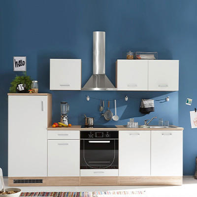 KÜCHENLEERBLOCK   in Weiß, Sonoma Eiche  - Weiß/Sonoma Eiche, MODERN, Holzwerkstoff (270/195/60cm)