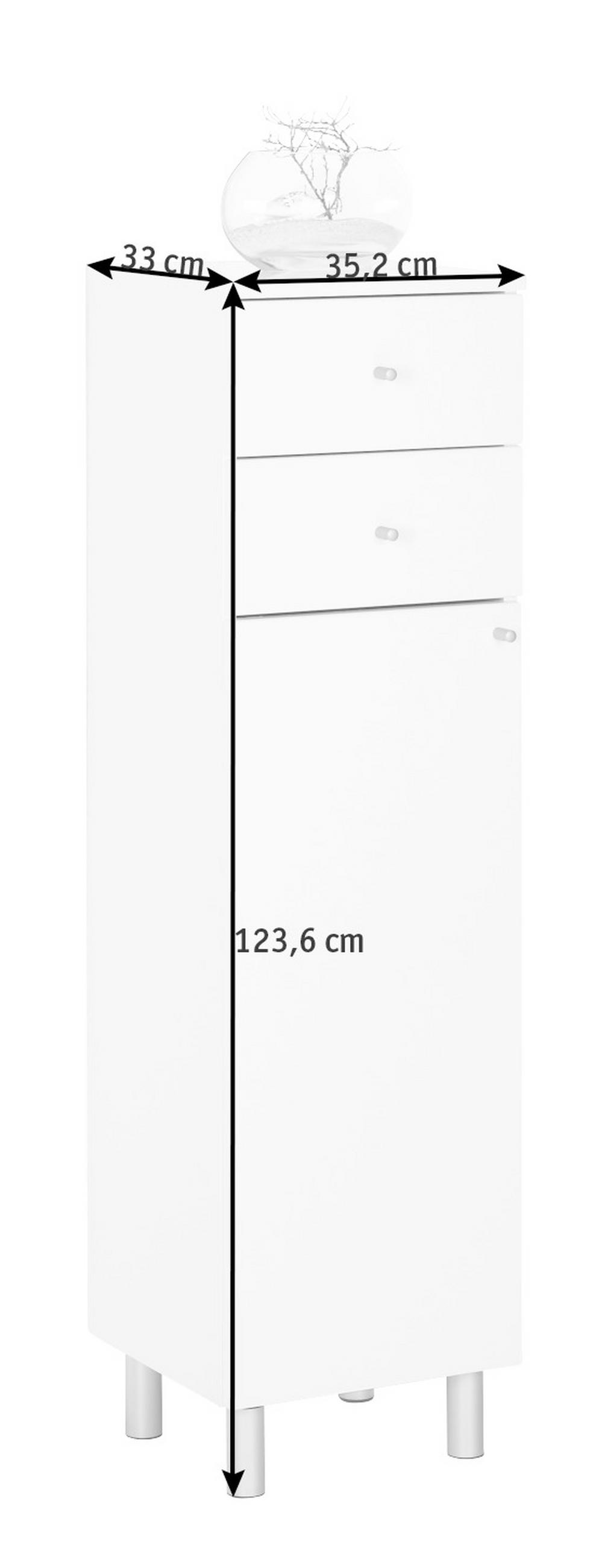 STREDNE VYSOKÁ SKRINKA, biela,  - biela/biela s vysokým leskom, Konventionell, kov/kompozitné drevo (35,2/123,6cm) - Xora