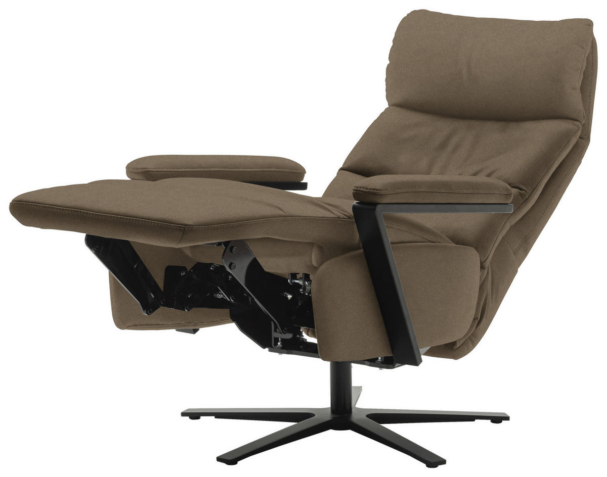 FERNSEHSESSEL  mit Relaxfunktion Echtleder Hellbraun  - Hellbraun/Schwarz, Design, Leder/Metall (74/111/85cm) - Schöner Wohnen