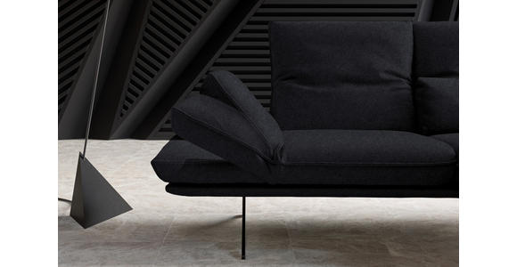 ECKSOFA in Echtleder Anthrazit  - Anthrazit/Schwarz, Design, Leder/Metall (210/130cm) - Dieter Knoll