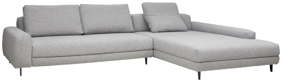 ECKSOFA  in Flachgewebe Hellgrau  225/355 cm  - Anthrazit/Hellgrau, Design, Textil/Metall (225/355cm) - Johann Jakob