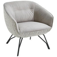 DESIGNSESSEL Echtleder Struktur Grau    - Anthrazit/Grau, Design, Leder/Textil (76/80/73cm) - Joop!