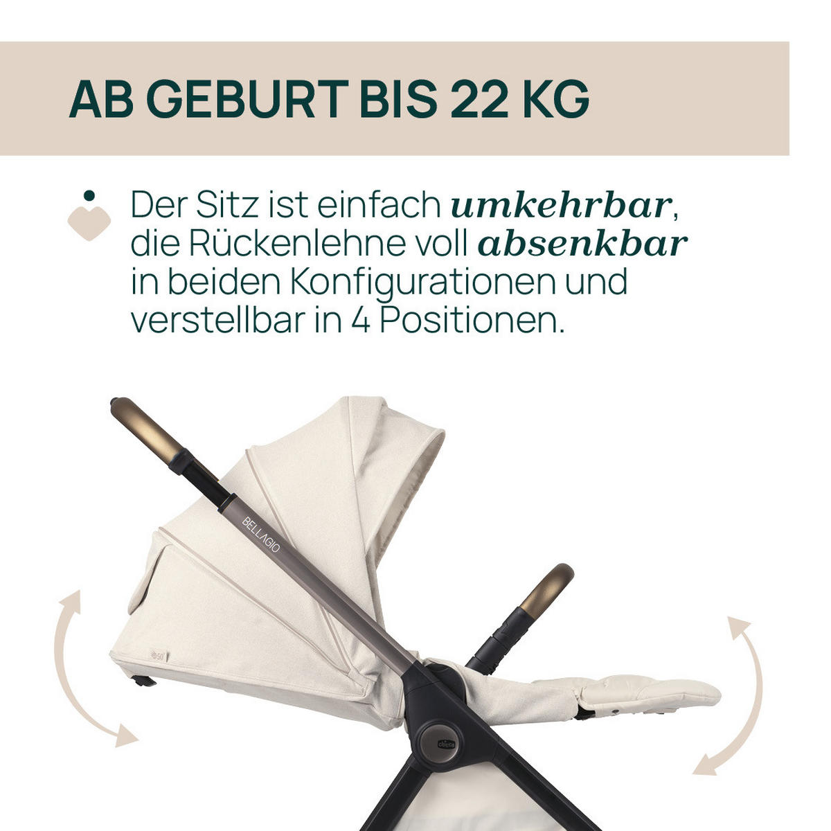 KINDERWAGEN  Bellagio  Amber Glow  - Beige, Basics, Textil/Metall (55/82/97-106cm) - Chicco