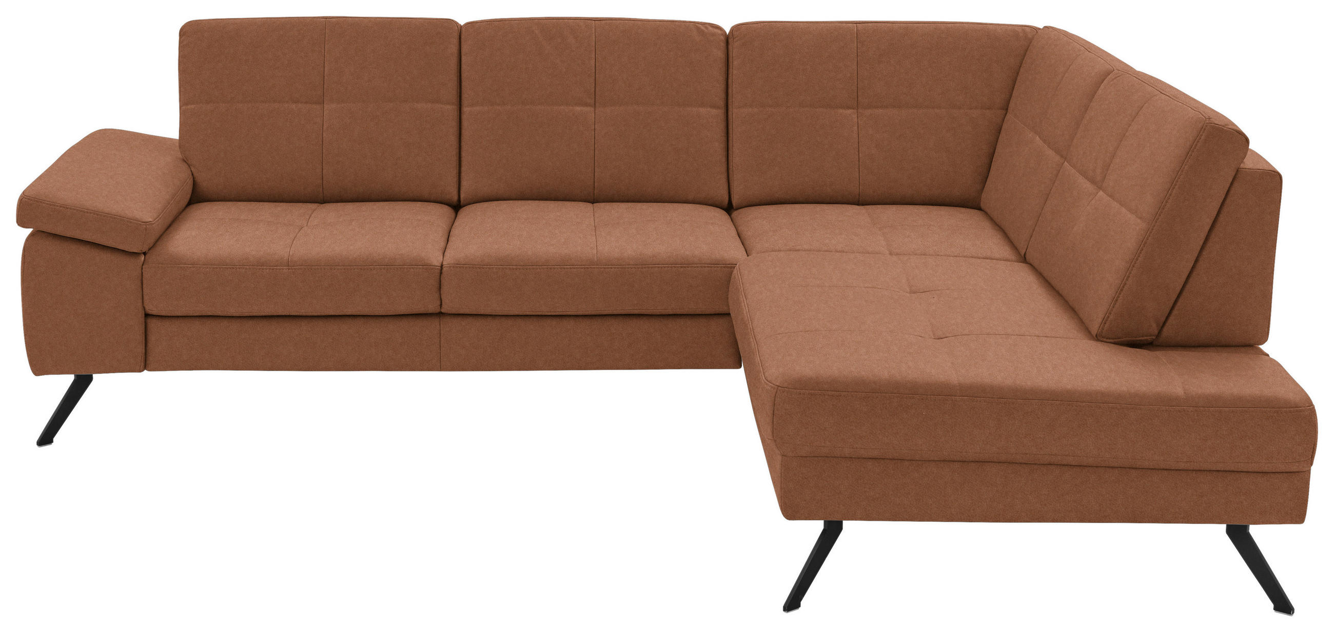 ECKSOFA in Lederlook, Mikrofaser Braun  - Schwarz/Braun, Design, Textil/Metall (261/220cm) - Beldomo System