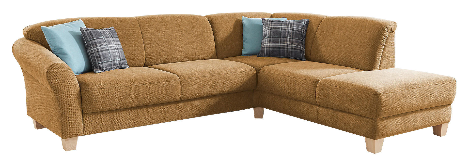 ECKSOFA Senfgelb Flachgewebe  - Senfgelb/Naturfarben, KONVENTIONELL, Holz/Textil (257/212cm) - Sit & More
