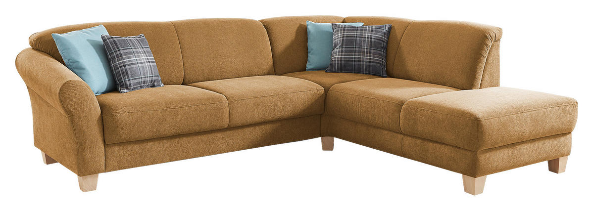 ECKSOFA in Flachgewebe Senfgelb  - Senfgelb/Naturfarben, Konventionell, Holz/Textil (257/212cm) - Sit & More