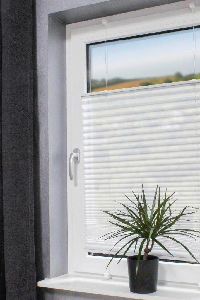 PLISSEE  halbtransparent   90/130 cm   - Weiß, Basics, Textil (90/130cm) - Boxxx