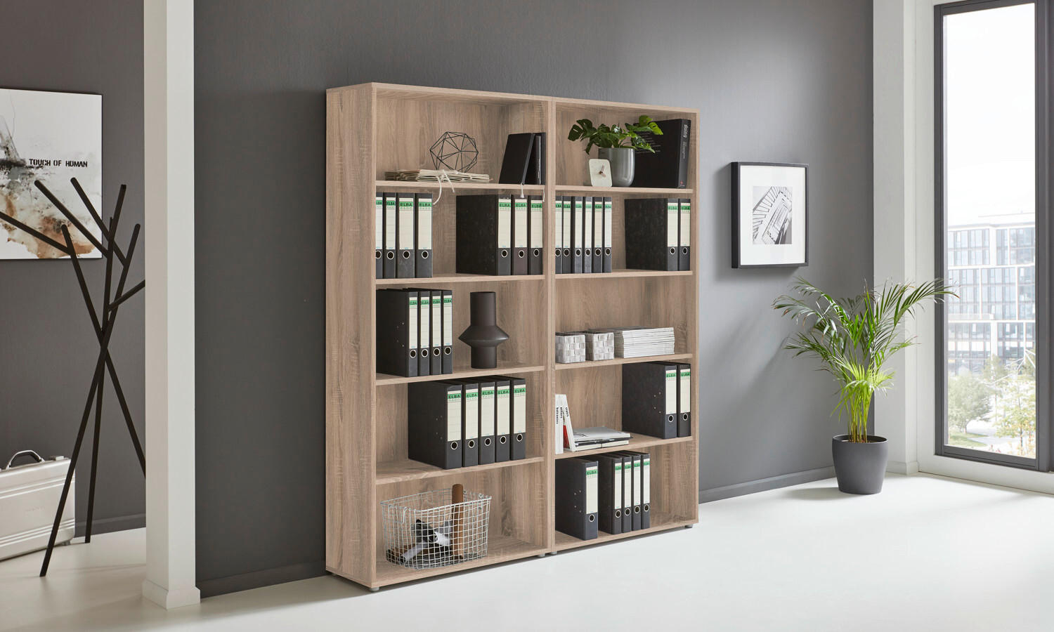 AKTENREGAL 168,8/185,6/33 cm  - Silberfarben/Sonoma Eiche, MODERN, Holzwerkstoff (168,8/185,6/33cm) - MID.YOU