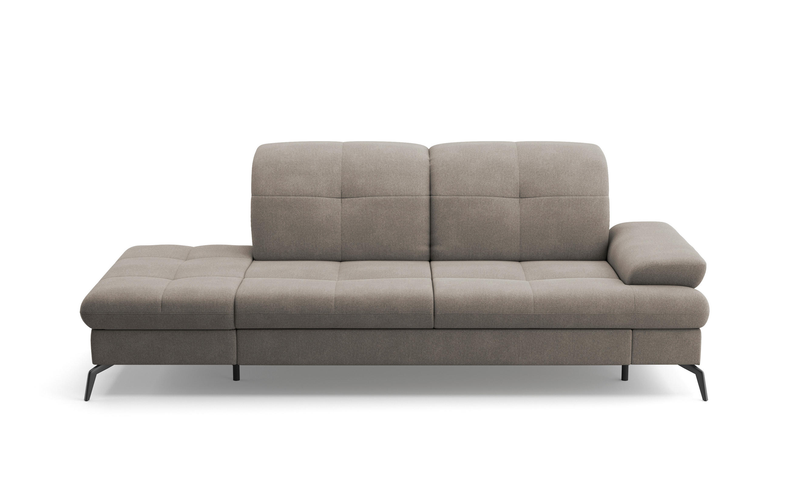 RÉCAMIERE Schlammfarben Flachgewebe  - Schlammfarben/Schwarz, KONVENTIONELL, Textil/Metall (231/90/122cm) - Sit & More