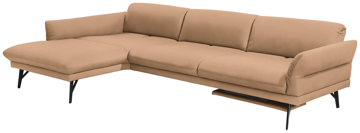 ECKSOFA in Echtleder Naturfarben, Orange  173/308 cm  - Anthrazit/Naturfarben, Design, Leder/Metall (173/308cm) - Joop!