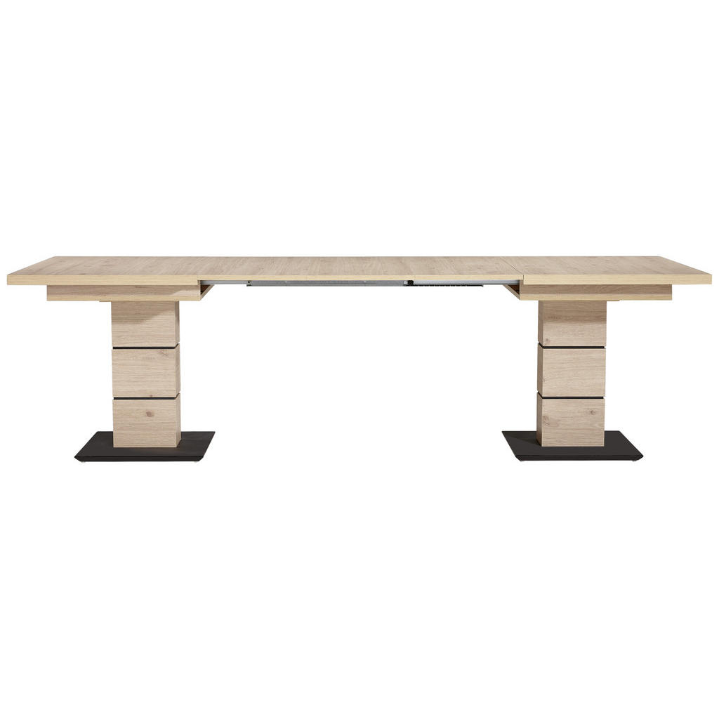 Thumbnail - Dieter Knoll Esstisch, Schwarz, Eiche, Holzwerkstoff, rechteckig, Säule, 90x75x140-220 cm, Goldenes M, Emas, ausziehbar,...