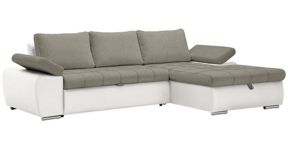 ECKSOFA in Flachgewebe Weiß, Beige  - Beige/Weiß, Design, Kunststoff/Textil (271/175cm) - Xora