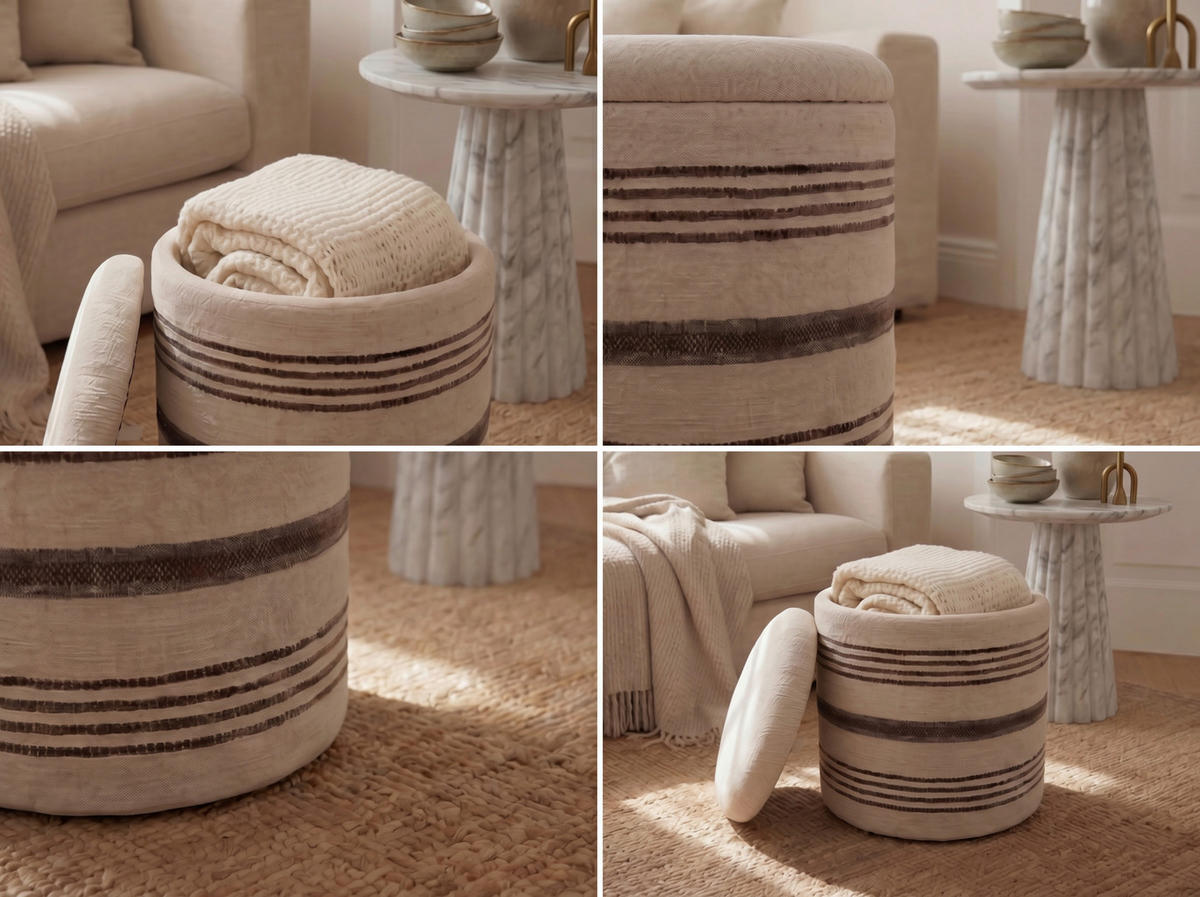 HOCKER Textil Beige  - Beige, Design, Textil (40/45/40cm) - Livetastic