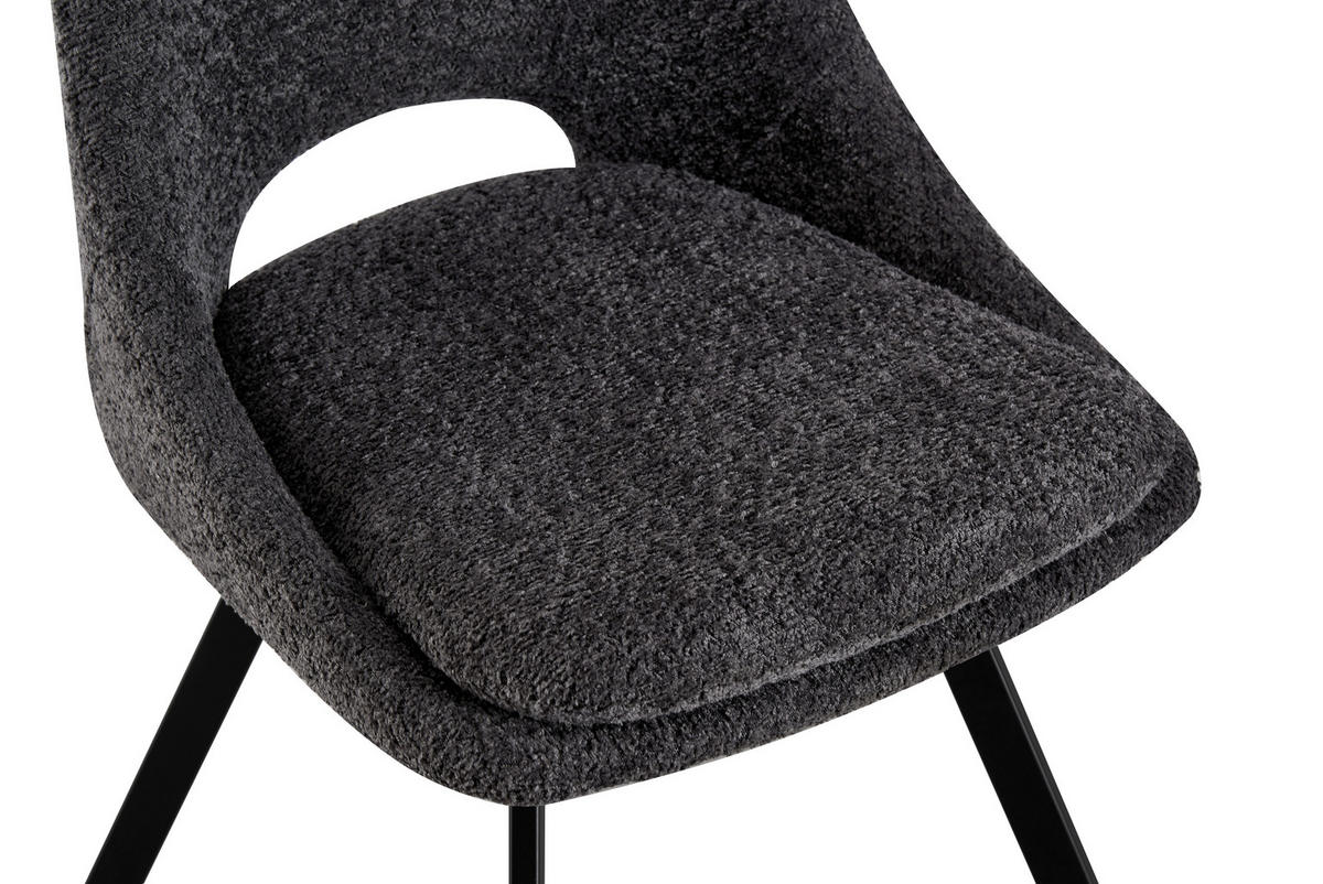STUHL Teddystoff Dunkelgrau Pappel Sperrholz  - Dunkelgrau/Schwarz, MODERN, Holz/Textil (46/85,5/58cm) - MID.YOU