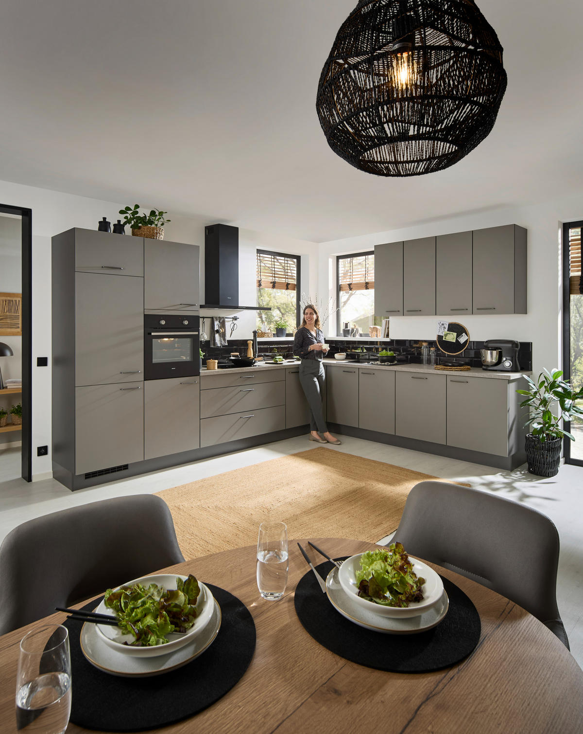 EINBAUKÜCHE   - Taupe, Design, Holzwerkstoff - Celina