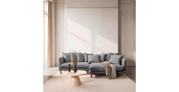 ECKSOFA Grau Chenille Rückenkissen, Rücken echt  - Buchefarben/Grau, KONVENTIONELL, Holz/Textil (276/162cm) - Carryhome