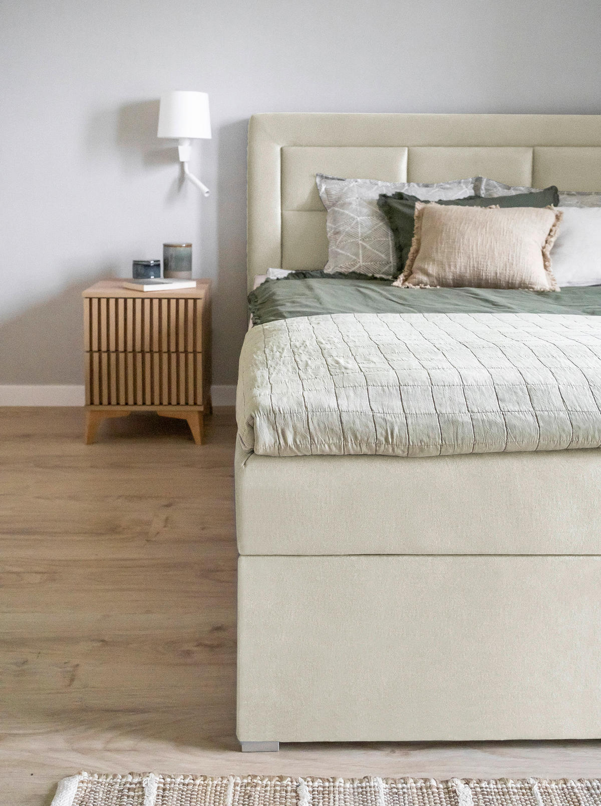 BOXBETT 180/200 cm  in Creme  - Silberfarben/Creme, MODERN, Holz/Kunststoff (180/200cm) - MID.YOU