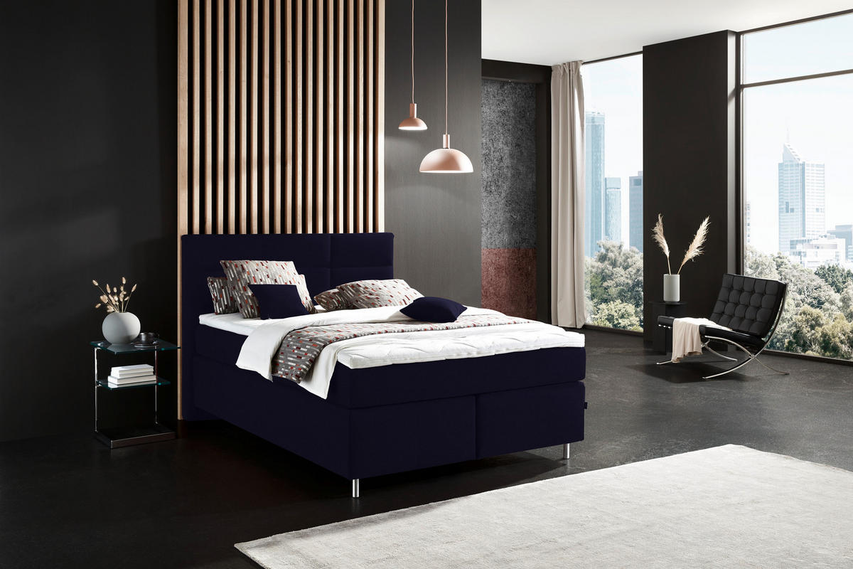 BOXSPRINGBETT 140/200 cm  in Schwarz  - Alufarben/Schwarz, KONVENTIONELL, Textil/Metall (140/200cm) - Dieter Knoll