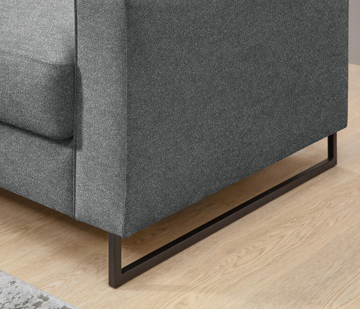 SCHLAFSOFA  in Flachgewebe Grau  - Schwarz/Grau, Design, Textil/Metall (174/90/95cm) - Bali