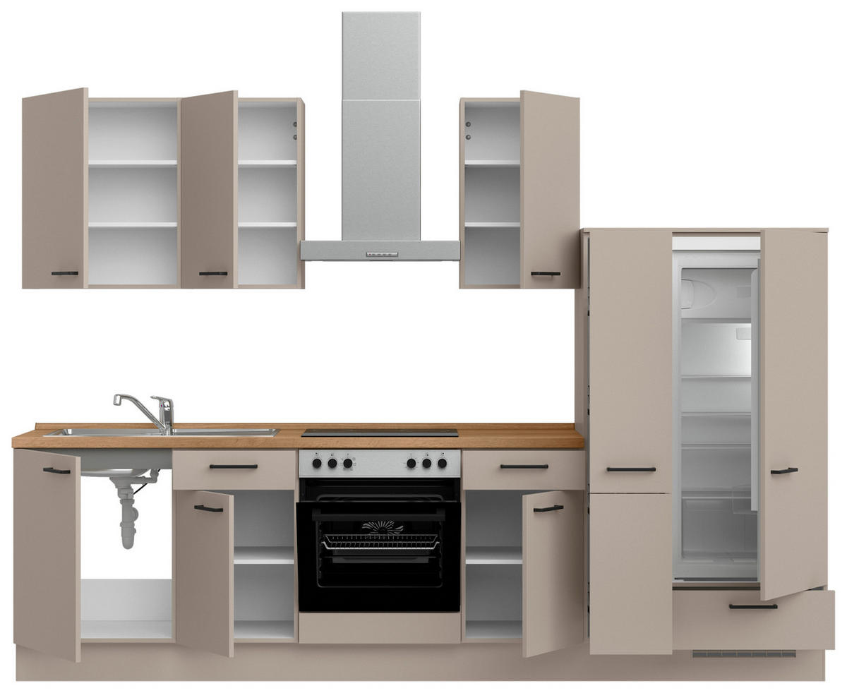 KÜCHENBLOCK Easytouch 300 cm  in Eichefarben, Sandfarben  - Sandfarben/Eichefarben, MODERN, Holzwerkstoff/Metall (300cm) - Nobilia