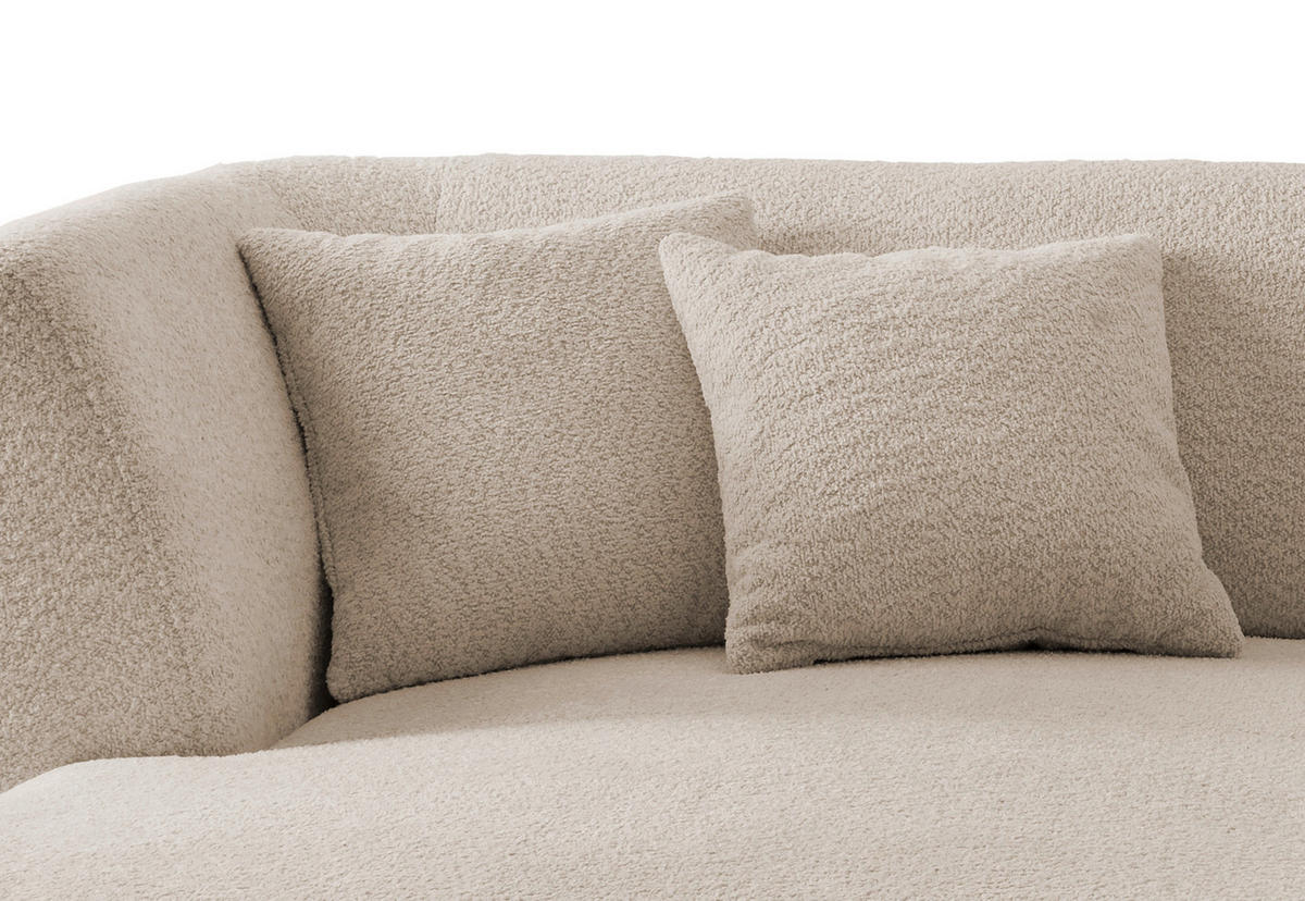 ECKSOFA in Bouclé Beige  - Beige/Schwarz, Modern, Holz/Textil (160/264cm) - MID.YOU