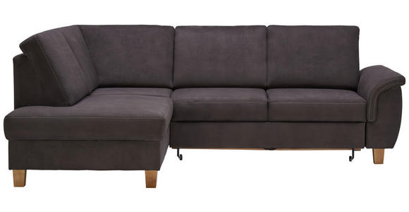 ECKSOFA in Flachgewebe Graubraun  185/253 cm  - Eichefarben/Graubraun, Design, Holz/Textil (185/253cm) - Cantus