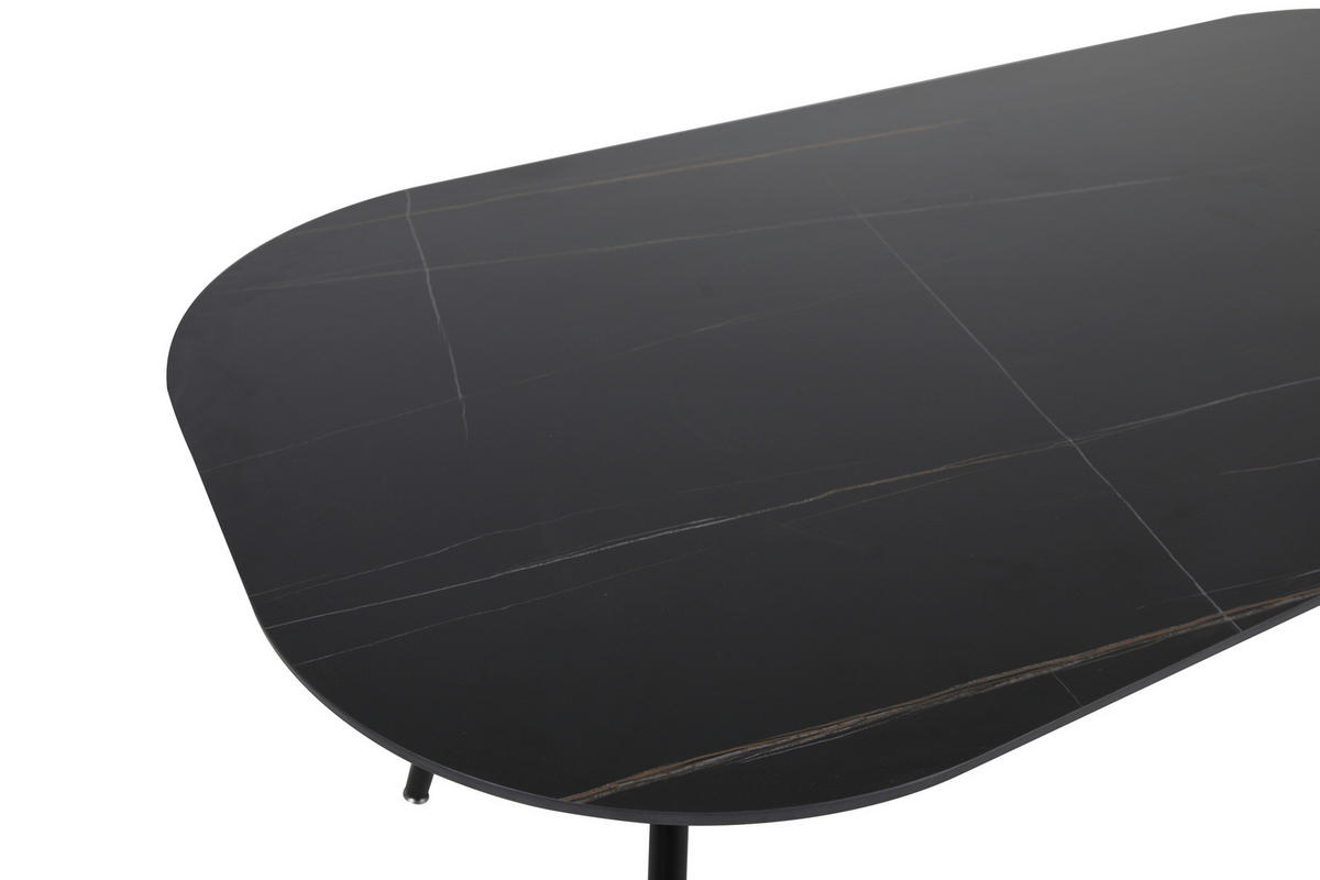 ESSTISCH rechteckig Schwarz  - Schwarz, Design, Stein/Metall (150/90/75cm) - Livetastic