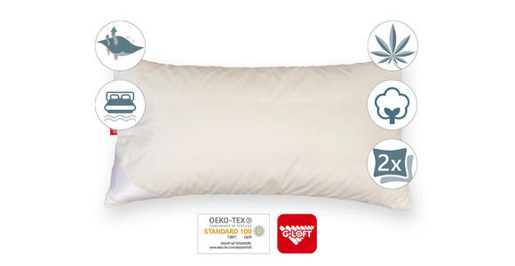 KOPFPOLSTER 40/80 cm Hanf Vegan - Naturfarben, Natur, Naturmaterialien/Textil (40/80cm) - Sleeptex