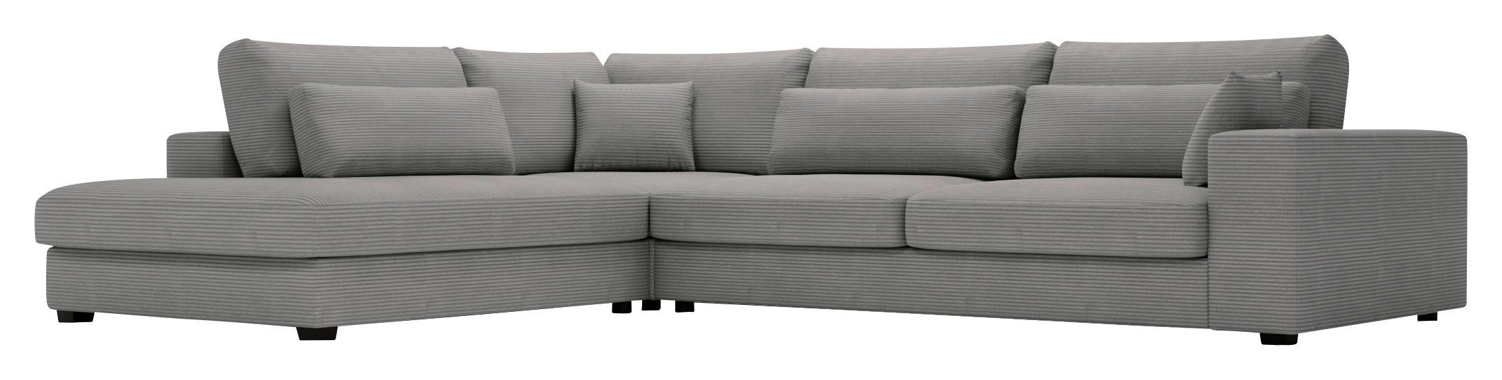 ECKSOFA in Cord Grau  - Schwarz/Grau, Konventionell, Kunststoff/Textil (250/314cm) - Carryhome