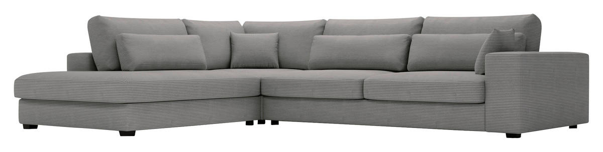 ECKSOFA in Cord Grau  - Schwarz/Grau, Konventionell, Kunststoff/Textil (250/314cm) - Carryhome