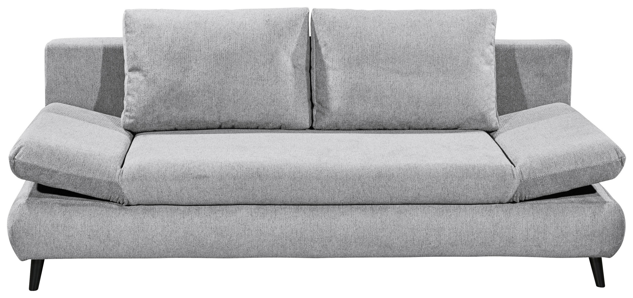 SCHLAFSOFA Mikrofaser Hellgrau  inkl. Rückenkissen, Bettkasten, Schlaffunktion, Rücken echt  - Hellgrau/Schwarz, KONVENTIONELL, Kunststoff/Textil (212/88/101cm) - MID.YOU